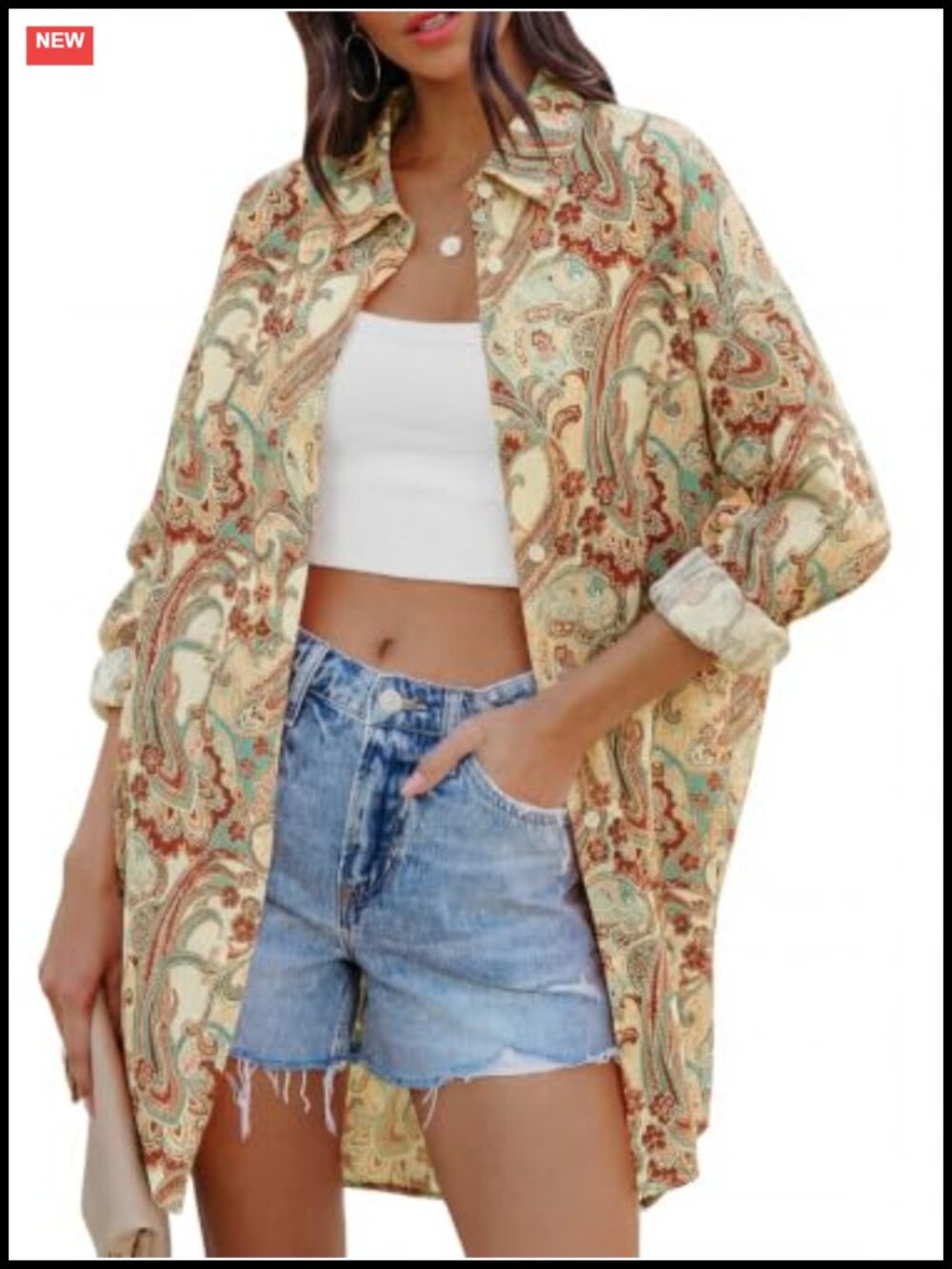Oversized Button Down Shirt Loose Fit Long Sleeve Blouse with Pockets